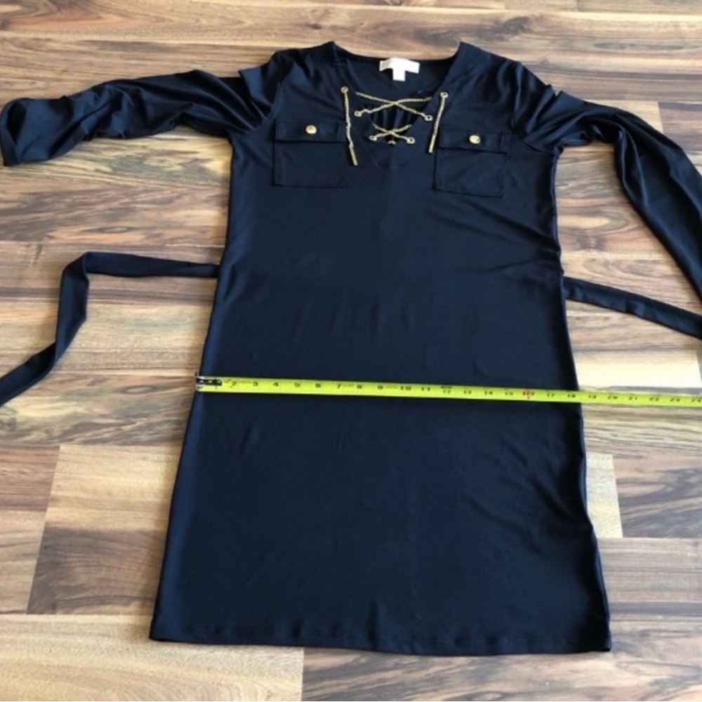 Michael Kors Blue Sheath Dress with Cuffed Sleeves - Picture 8 of 12